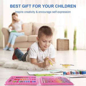 子供向けDIY文房具ドローイングアートセット150人の人気ユニバーサル絵筆絵画アート工芸箱ギフト - Product Image 6