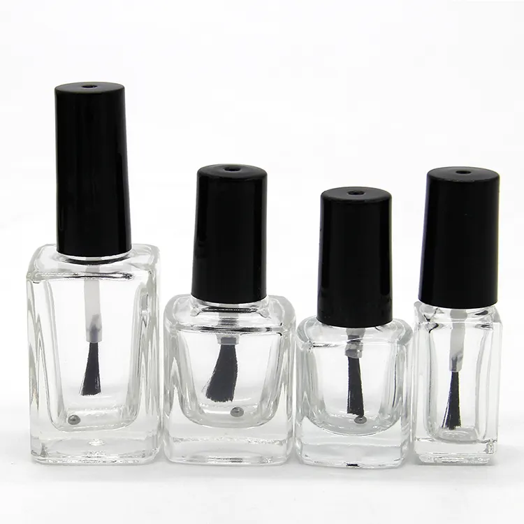Luxe Helder Zwart Vierkant Leeg Glas UV-Gel Nagellak Fles 5Ml 10Ml 15Ml Verpakkingsfles Met Borstel