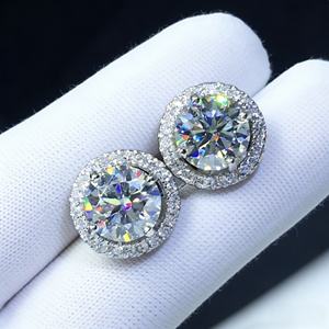 Luxury Moissanite <b>Stud</b> 1ct VVS 925 Sterling Silver <b>Men</b> Women Jewelry Flower Cluster Halo Diamond <b>Earrings</b> - Product Image 1