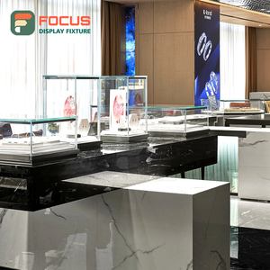 Vitrine de luxe en métal et verre pour bijoux, avec éclairage LED en bois, présentoir haut de gamme pour boutique de détail, stand d'exposition intérieur - Product Image 4