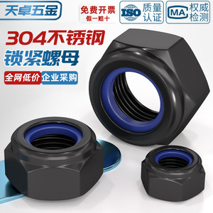 Tianzhuo Hardware Black 304 Stainless Steel Lock Nut M3 M4 M5 M6 M8 M10 Nylon Hex Anti Loosening For Fitness Equipment - Product Image 5