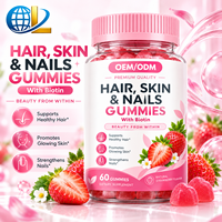 Gummies à la biotine OEM/ODM pour les cheveux, la peau et les ongles, favorisent la santé des cheveux, l'éclat de la peau et la solidité des ongles, saveur fraise, logo personnalisé disponible