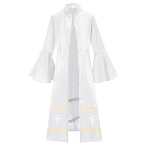 Unisex mate poliéster oro bordado Diseño clero túnica Iglesia sotana Cosplay disfraz coro Maxi vestido litúrgico Pastor - Product Image 5