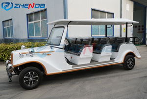 Coche Clásico de Turismo Blanco para Parques, Coche Retro para Campus y Instalaciones Deportivas, Coche de <span class=keywords><strong>Golf</strong></span> Eléctrico de Tres Filas Convertible, Coche Clásico Descapotable - Product Image 5