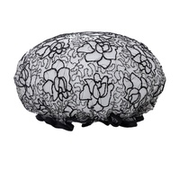 Grand bonnet de douche brodé réutilisable à deux couches Serviette de cheveux imperméable pour femmes pour tous types de cheveux, y compris longs bouclés droits
