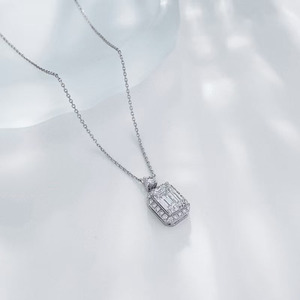 Pulseras de Diamantes de Laboratorio con Corte Esmeralda, Joyería de Platino, Cadenas Finas Ajustables, Collares con Colgantes de Diamantes Cultivados en Laboratorio - Product Image 2