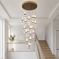 Lustre en verre grainé Zeal Lighting, luminaire suspendu en cascade LED pour salle à manger, salon, hôtel, vente en gros