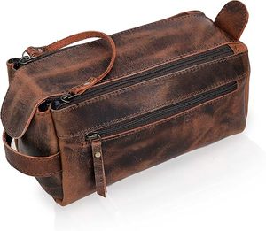 Premium 24 Inch Brown Full Grain <b>Leather</b> Weekender Luggage with Buffalo <b>Leather</b> Toiletry <b>Bag</b> Unisex <b>Travel</b> Duffel for <b>Men</b> Women - Product Image 5