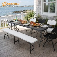 Chaises pliantes et table en plastique de 6 pieds pour l'extérieur, idéales pour événements, fêtes, jardin, patio, salon, piscine, hôtel, plage