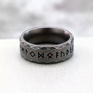 yunnique Retro Stainless Steel Men's <b>Ring</b> With Runes Geometric Design Gift Jewelry - Product Image 4