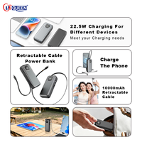 Chargeur portable personnalisé avec écran numérique, charge rapide 35W, 10000mAh, batterie externe pour ordinateur portable avec 2 câbles pour téléphone portable