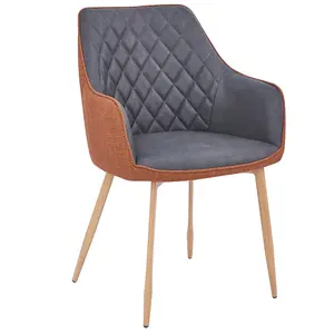 Rather popular high back PU leather Metal KD Legs Restaurant Dining Chair with diamond sewing