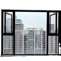 Ventana Abatible de Aluminio con Rotura de Puente Térmico Personalizada, Ventanas Exteriores de Alta Seguridad, Anticorrosión, Resistentes a Huracanes, para Cocina y Villa