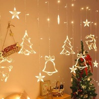 Guirnalda de Luces LED con Forma de Luna y Estrellas, Color Blanco Cálido, Personalizable, IP44 Impermeable, Decoración Navideña, Control Remoto, Funciona con Pilas