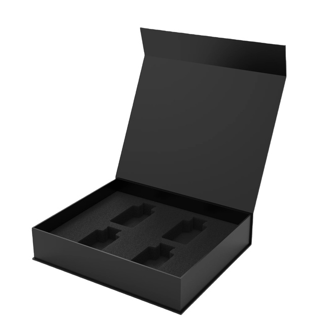 Wholesale Rigid Black Magnetic Flip Closure Paperboard Packaging Box Gift Box Luxury Box With High Protection