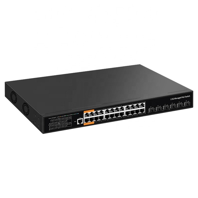 HORACO AXGM-SWTG3624AS-450 2.5GbE L3 Managed POE Switch 24x2.5G POE Ports 6x10G SFP+ Slots 400W SNMP QoS 240Gbps Capacity