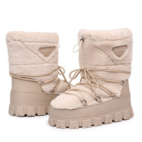 Bottes de neige d'hiver pour femmes, mi-mollet, à semelle épaisse, chaudes et tendance, style européen et américain, export transfrontalier, semelle plateforme Puda, fourrure