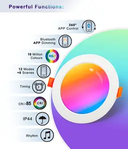 DUSKTEC ไฟดาวน์ไลท์ Led Rgb Rgbw,ไฟดาวน์ไลท์ติดเพดานแบบฝังขนาด3นิ้ว4นิ้ว6นิ้ว6W 12W 16W