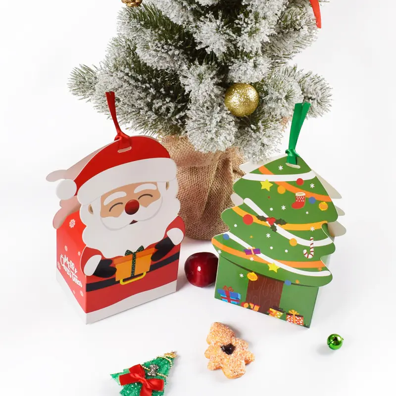 Christmas Small Gifts Packing Cards Tong Shaped Boxes Wholesale Color Christmas Apple Color Candy Candle Gift Box Set Packaging