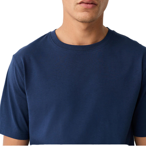 <span class=keywords><strong>Camisetas</strong></span> lisas con estampado de logotipo personalizado para hombre, Camiseta básica de LICRA de algodón <span class=keywords><strong>azul</strong></span> <span class=keywords><strong>marino</strong></span> de alta calidad con cuello redondo ajustado para hombre - Product Image 4