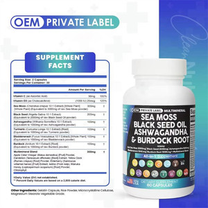 Cápsulas de Musgo Marino con Vitaminas, Aceite de Semillas Negras, Ashwagandha y Raíz de <span class=keywords><strong>Bardana</strong></span> - Mejora la Inmunidad, 60 Cápsulas para Adultos - Product Image 4