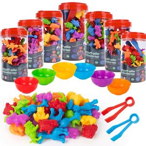 Jouets en plastique souple pour enfants, animaux et dinosaures arc-en-ciel, pour le comptage et le tri, éducation précoce, apprentissage cognitif Montessori - Product Image 1