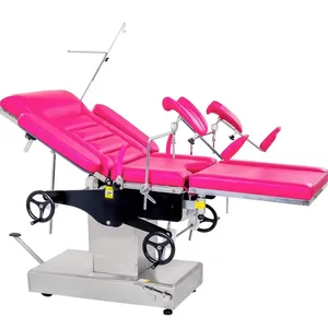 ET100 Manual Hydraulic Gynecology Operating Table Pink Color Hydraulic Lifting Manual Reversed Type