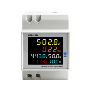 D52-2066 6IN1 Display Smart Meter Din Rail AC Monitor Voltage Current Power Factor Active KWH Electric Energy Frequency Meter