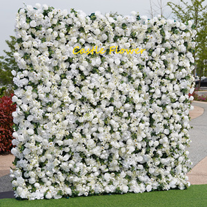 L-R098 Fiori Artificiali Personalizzati di Alta Qualità, Muro Floreale di Rose Bianche e Rosa per Decorazione di Sfondi per Matrimoni - Product Image 5
