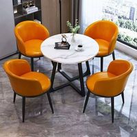 Petite table à manger italienne légère et moderne de luxe Combinaison de chaises en métal pour la maison, le bureau et l'appartement-pour la réception et les loisirs