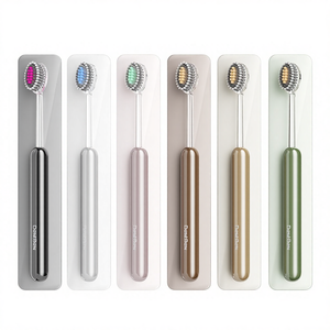 <span class=keywords><strong>Brosse</strong></span> à dents haut de gamme ECO Texture, étiquettes privées, logo personnalisé, avec poils arrondis et manche en plastique cristallin cylindrique - Product Image 1