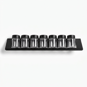 Étagère à épices murale en fer noir à un seul niveau, design simple, pour cuisine, garde-manger, salle de bain, utilisation domestique et organisation. - Product Image 1