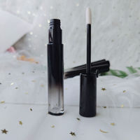 Récipient de brillant à lèvres de couleur dégradé noir de 7 ml vide de marque privée haut de gamme Tube de brillant à lèvres vide rechargeable avec boîte