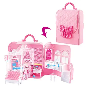 假装玩女孩卧室玩具豪华现代娃娃家具