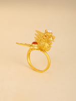 Vente en gros et OEM/ODM – Bague de fiançailles et de mariage Phénix en argent sterling 925 plaqué or mat avec détails sculptés 3D en filigrane complexe