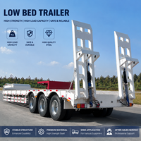 Semi-remorque surbaissée à 3 essieux, 80-100 tonnes, extensible, avec col de cygne détachable pour le transport d'excavatrices