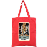 Nouveau sac fourre-tout promotionnel personnalisé réutilisable en toile de coton rouge de 12 oz avec poignée en corde et motif lettres