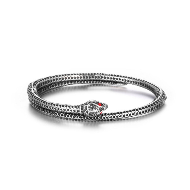 Snake Shape Titanium Steel Bangle Steel Color Bezel Setting Animal Zodiac Gift Bracelet CZ077 Dongguan Origin