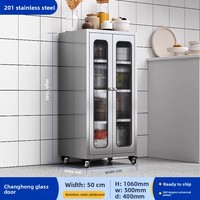 Meuble de cuisine mobile en acier inoxydable 304 à 4 roues, robuste, avec placard intégré pour four à micro-ondes, usage commercial