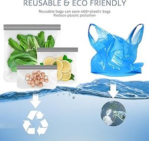 HuamaohengchunReusable Gallon <b>Storage</b> Bags, 10 Pack Dishwasher Safe Silicone Food <b>Storage</b> Bagsfor Marinate Meats, Sandwich - Product Image 3