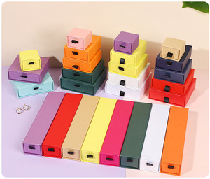 Wholesale Plain Cardboard Drawer <b>Box</b> <b>Black</b> Sponge Lining Jewelry <b>Box</b> for Earring Ring Bracelet Necklace with Customized Logo - Product Image 4