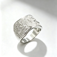 Bague Hip Hop large et massive pour homme, micro-pavée de zircon carré, en laiton plaqué platine, bague statement