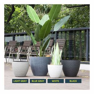 Gran oferta de macetas grandes para flores, <span class=keywords><strong>maceta</strong></span> semiovalada de 32 <span class=keywords><strong>cm</strong></span>, macetas con textura de piedra, macetas de plástico de alta calidad de 12,6 pulgadas para plantas - Product Image 2