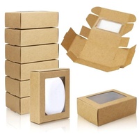 Mini boîtes télescopiques rectangulaires écologiques en carton ondulé avec fenêtres transparentes, emballage scintillant pour savons, friandises et cadeaux
