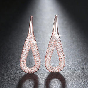 E1819 Rose Gold <b>Water</b> Drop <b>Crystal</b> Earrings Micro Insert Luxury Women's Drop Earrings Everyday Wear - Product Image 4