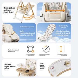 Silla Alta para Bebé 3 en 1 Plegable y Portátil, Silla Mecedora con Altura Ajustable y Ruedas, Bandeja Extraíble para Alimentar Bebés y Niños - Product Image 3