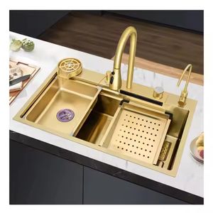 Robinet cascade multifonctionnel en or moderne, distributeur de tasses pour évier de <span class=keywords><strong>cuisine</strong></span> en acier inoxydable 304 - Product Image 2