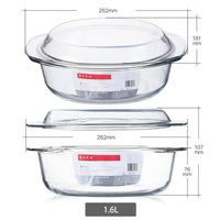 HXGlass Plats de cuisson ovales en verre trempé 1,6L/1L avec couvercle, idéaux pour rôtir le poisson, vente chaude