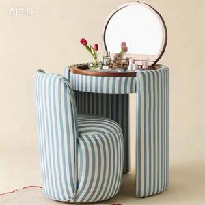 Set Toeletta Girevole Idao in Velluto con Specchio, Design Moderno, per Cucina o Camera da Letto - Product Image 5