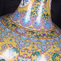 Vase en porcelaine chinoise Famille Rose, motif de dragon sur fond jaune, vase globulaire, style antique Jingdezhen, vase décoratif en céramique